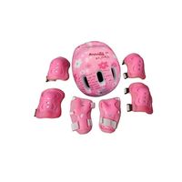 Set Protección Niñas Casco Rodilla Codo Mano Diseño Rosa