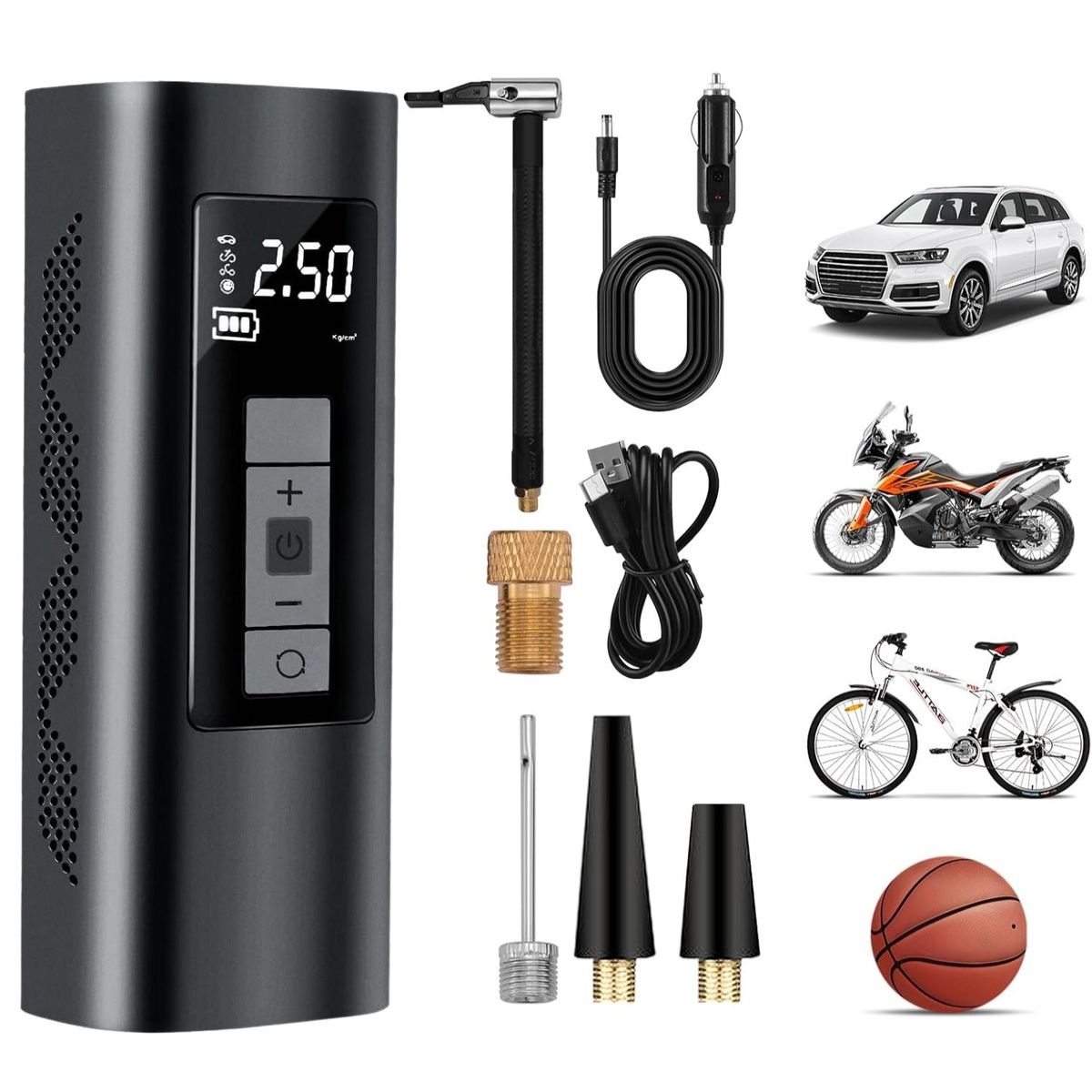 GENERICO - Compresor De Aire Portatil A Batería Inflador Neumaticos