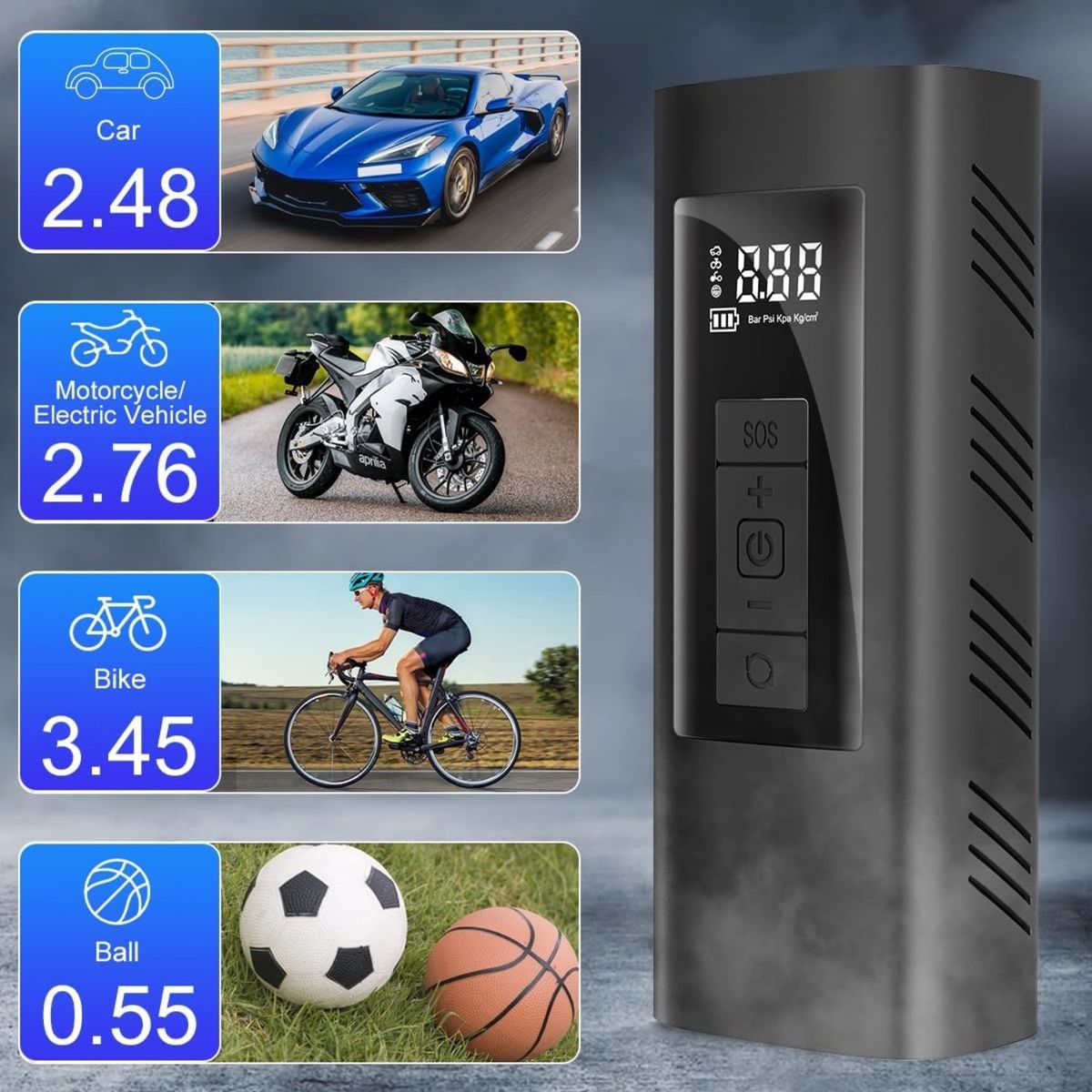 GENERICO - Compresor De Aire Portatil A Batería Inflador Neumaticos