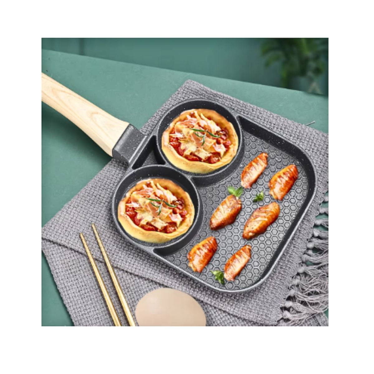 GENERICO - Sartén Multiusos 3 Divisiones huevos Hamburguesas Hot Cake