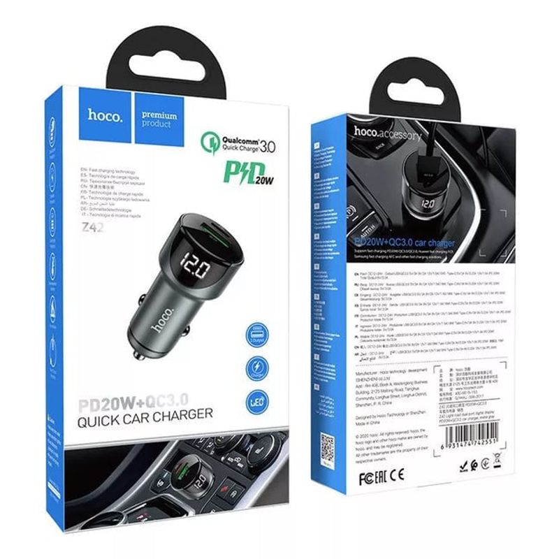 HOCO - Cargador De Auto Carga Rapida 20w - Hoco Z42