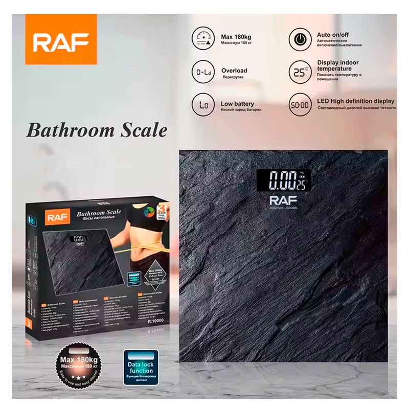 RAF - Báscula de baño digital ligera para peso corporal pantalla LED