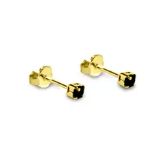 ANDREA COGGIOLA JOYAS - Aros Circón Negro 2mm Enchapado Oro 18K