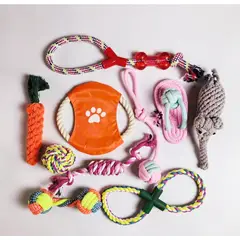 MASCO TODO - Set 10 Juguetes Mascotas Perro Bola, Cuerdas, Nudos