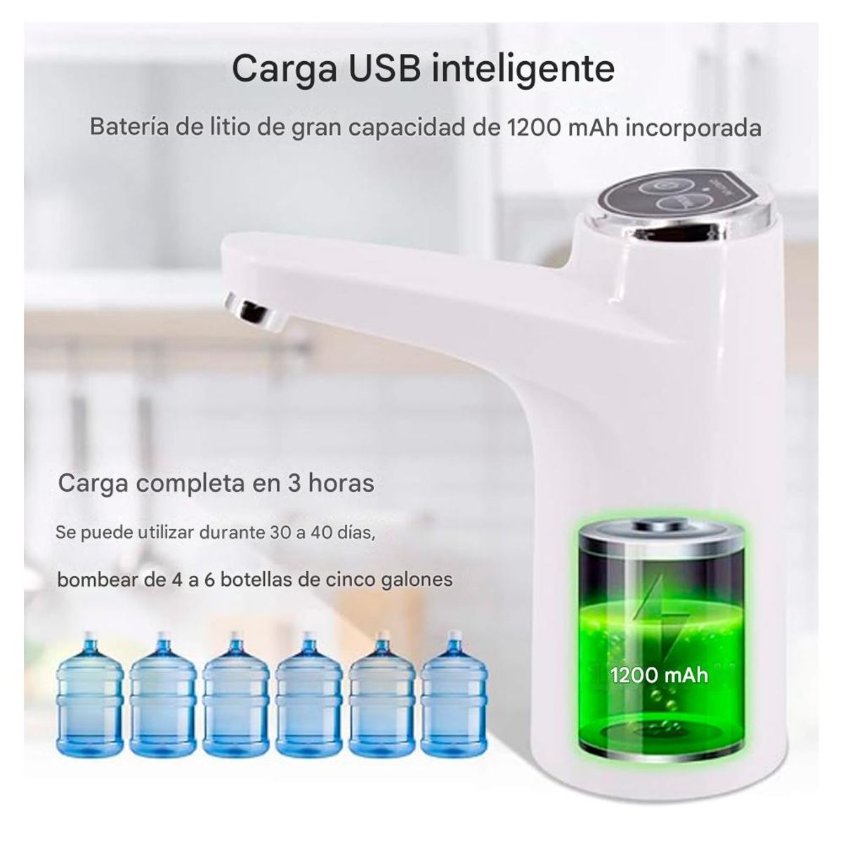IRM - Bomba dispensadora de agua bidón portátil USB recargable