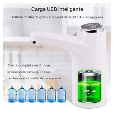 Imagen 2 del producto Bomba dispensadora de agua bidón portátil USB recargable