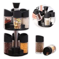 LINE - Especiero Giratorio 2 Niveles Set De 12 Envases Multifuncional Cocina