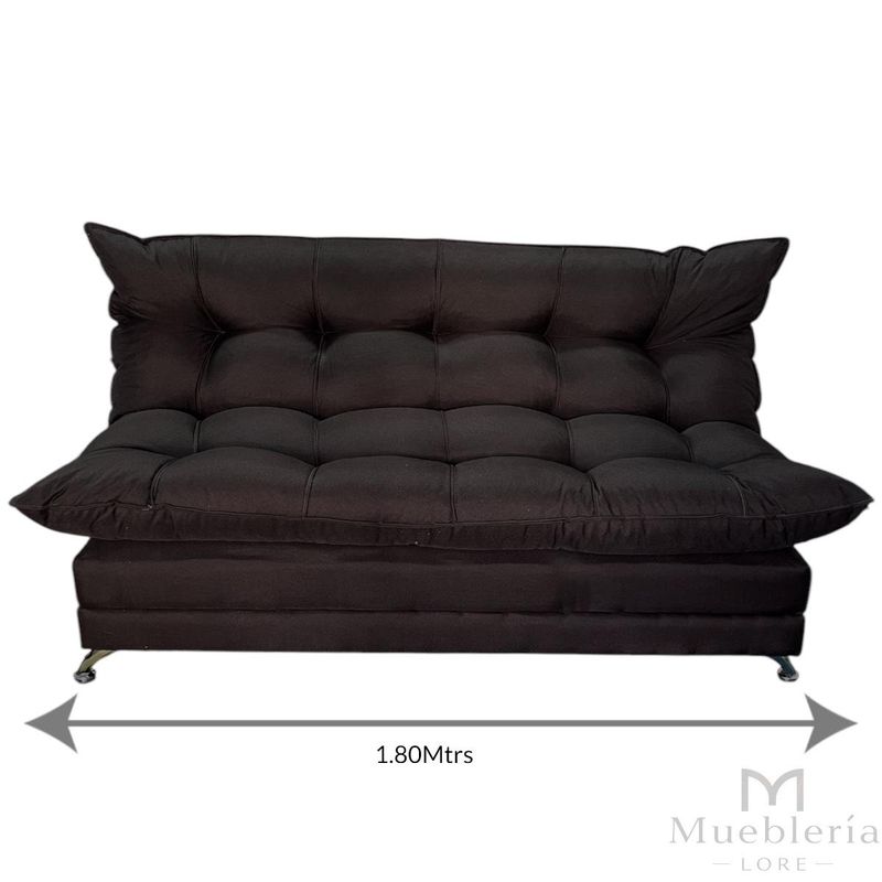 GENERICO - SOFA FUTON GLOBO 3 CUERPOS EN NEGRO LINO