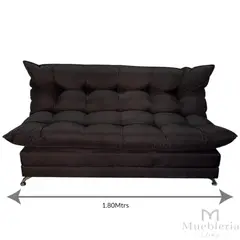 GENERICO - SOFA FUTON GLOBO 3 CUERPOS EN NEGRO LINO
