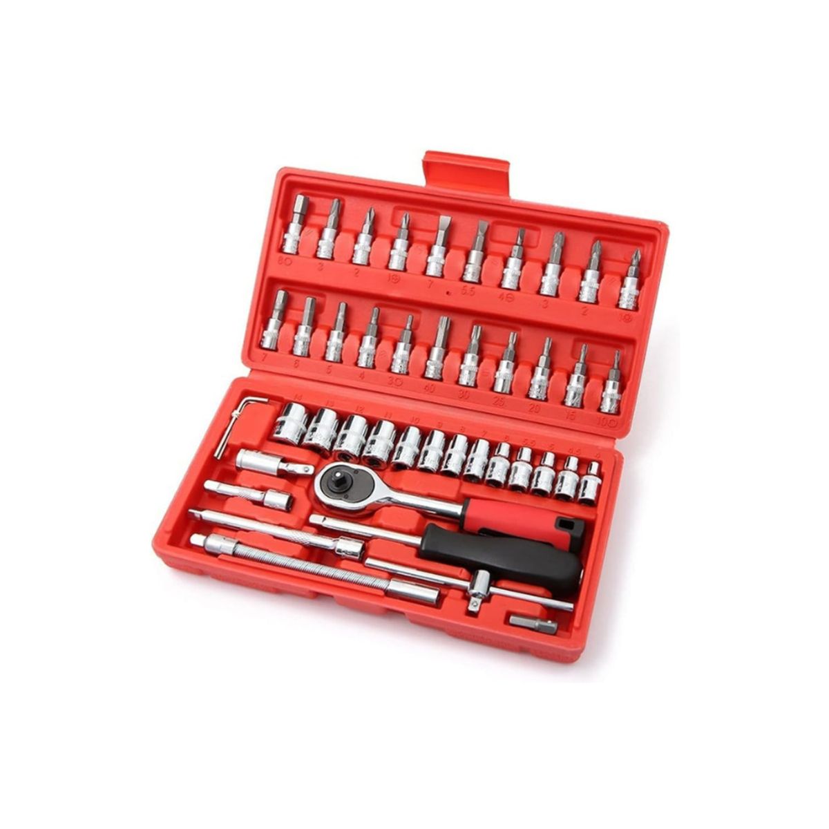 GENERICO - Juego estuche de llaves trinquete Dados Por 46pcs puntas metricas