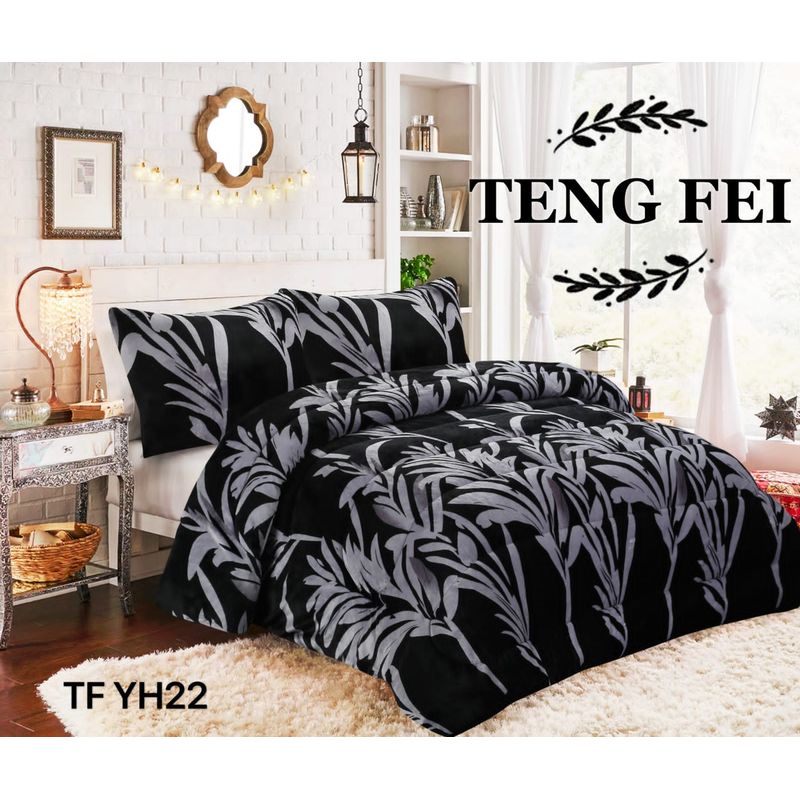 GENERICO - Cubrecama de Invierno Plush con Chiporro 2p Negro con Diseño TFYH22