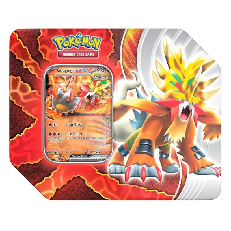 POKEMON - Pokémon Paradox Destinies Tin Gouging Fire Ex Inglés