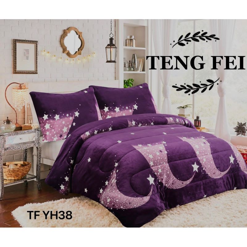 GENERICO - Cubrecama de Invierno Plush con Chiporro 2p Morado con Diseño TFYH38