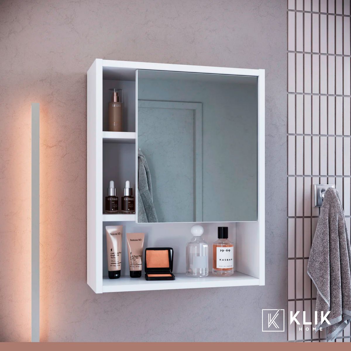 KLIK - Estante repisa de baño con espejo