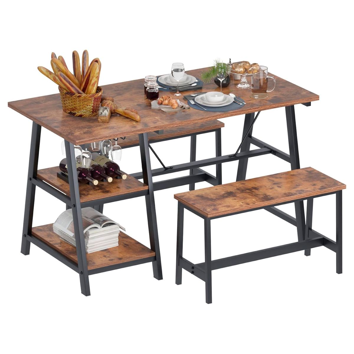 KLIK - Comedor industrial con repisas y banquetas