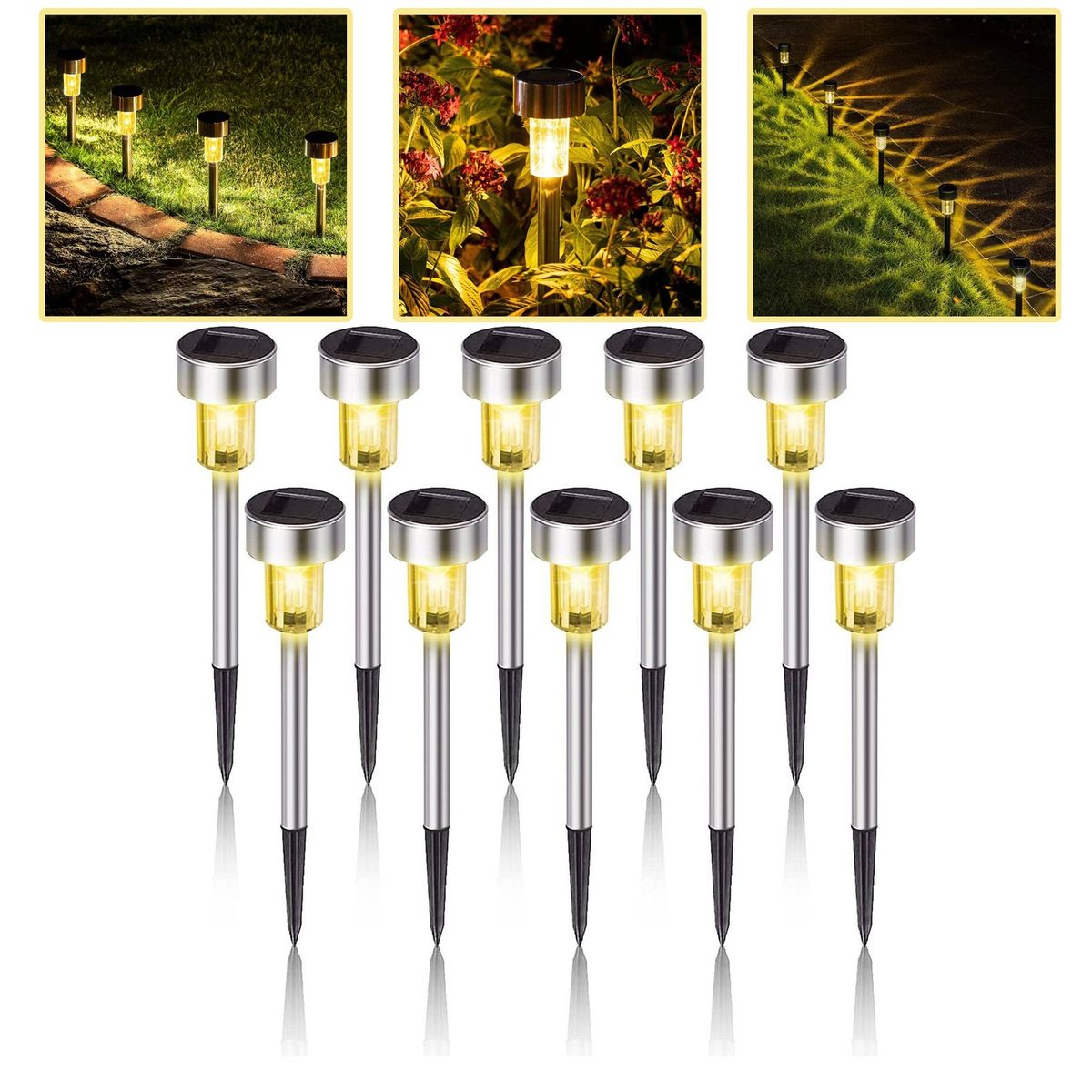 GENERICO - 10 Pcs Luces Solares Jardín LED Para Patio Césped Y Caminos