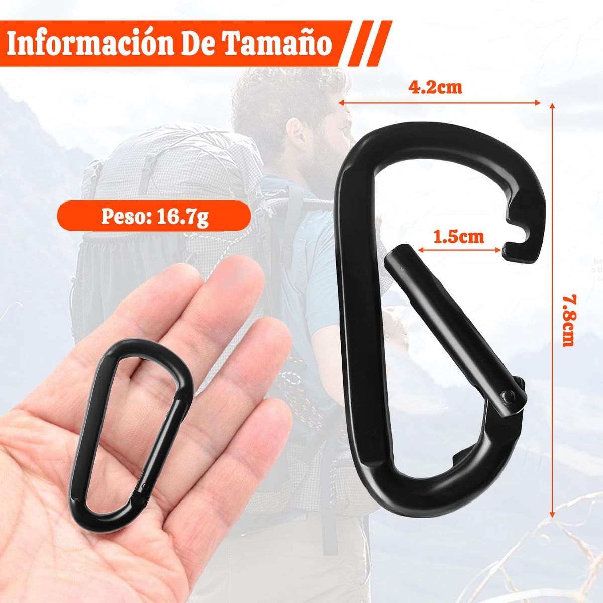 GENERICO - 5Pcs Mosquetón De Aleación De Aluminio En Forma De D