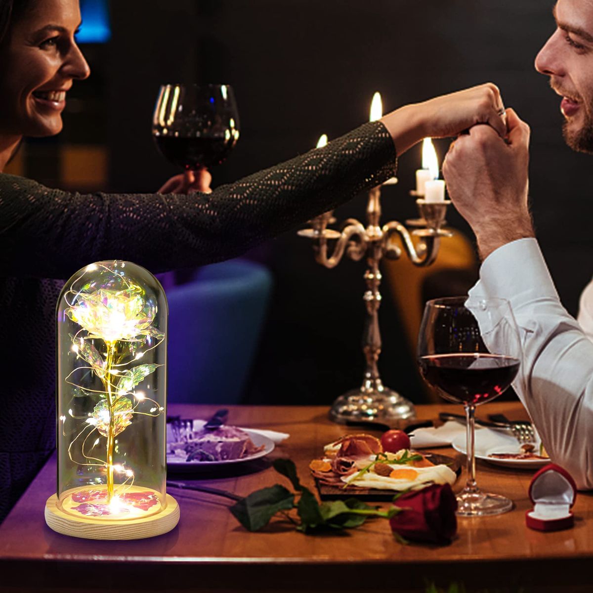 GENERICO - Rosas Con Luces LED Regalo Para San Valentín Cumpleaños