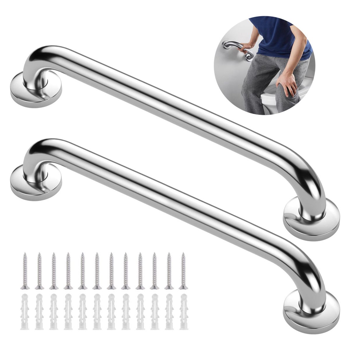 GENERICO - 40cm Pasamano Acero Inoxidable 2 Piezas Para Baño Escalera