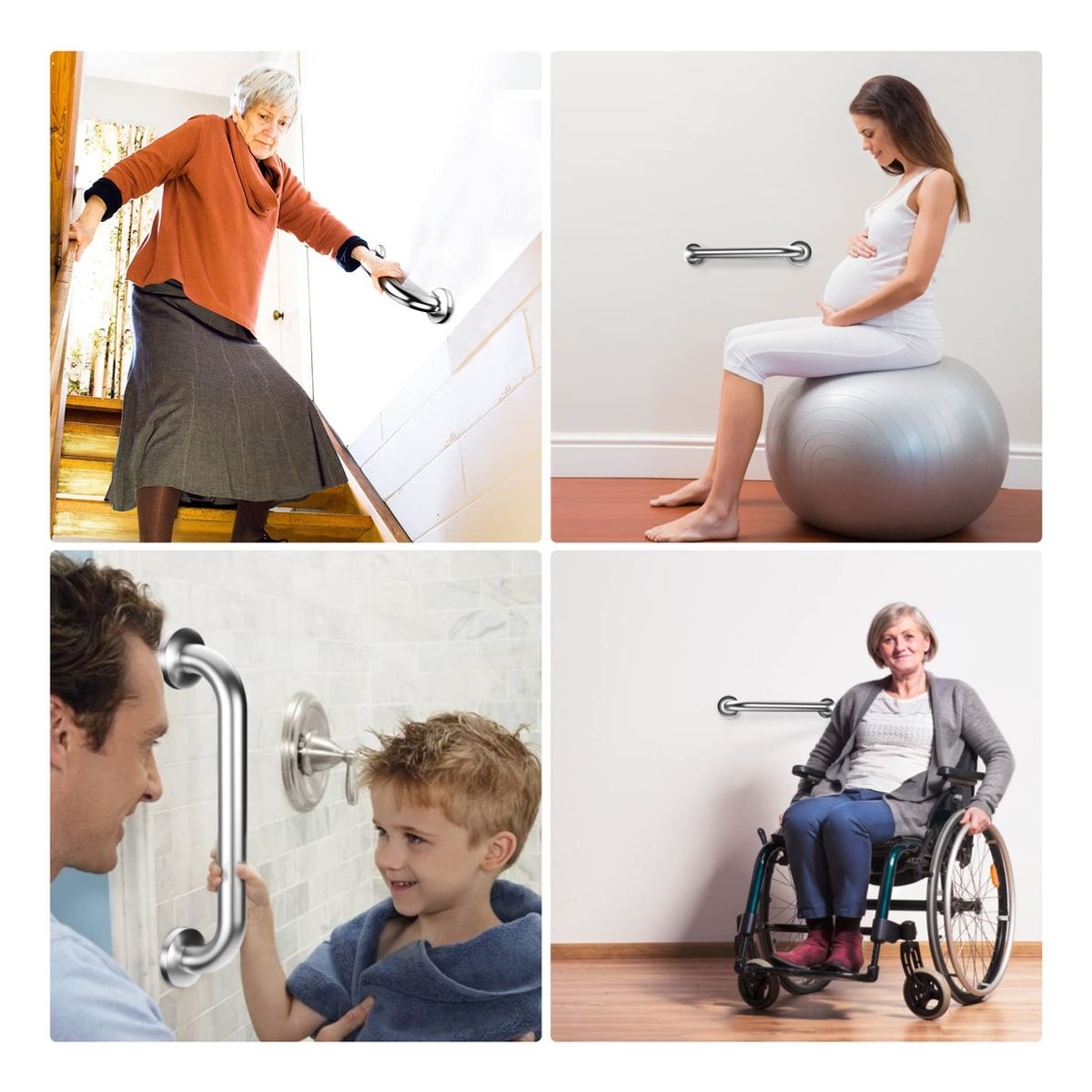 GENERICO - 40cm Pasamano Acero Inoxidable 2 Piezas Para Baño Escalera