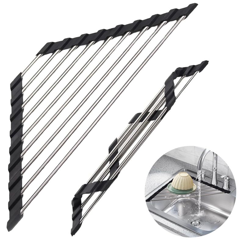 GENERICO - Negro Escurridor De Platos Plegable Para Cocina 4116cm