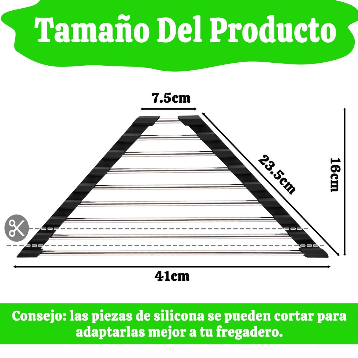 GENERICO - Negro Escurridor De Platos Plegable Para Cocina 41x16cm