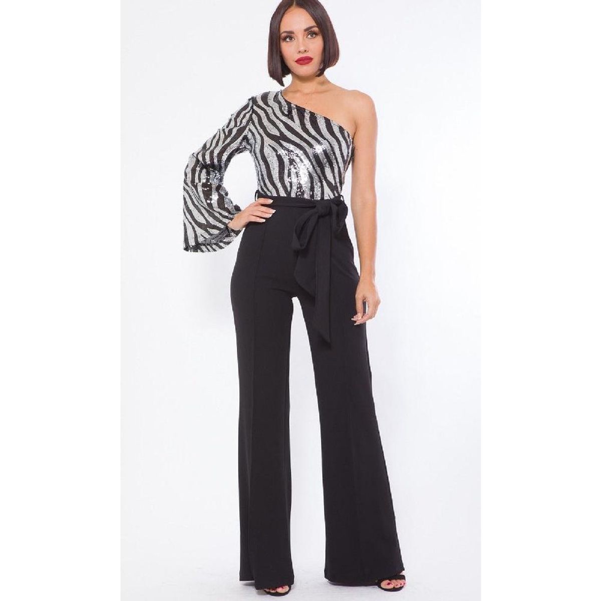 UNIQUE - ENTERITO LARGO E14549 NEGRO Y PLATA - Negro