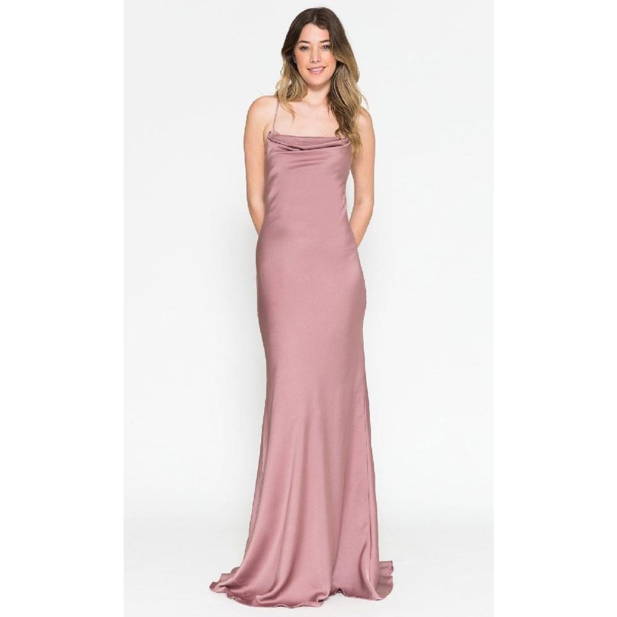 UNIQUE - VESTIDO LARGO L6111 ROSADO - Rosa