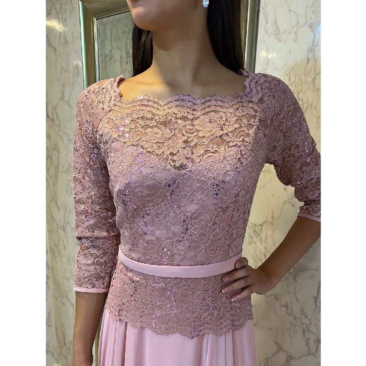 UNIQUE - VESTIDO DE FIESTA LARGO L1708 ROSADO - Rosa