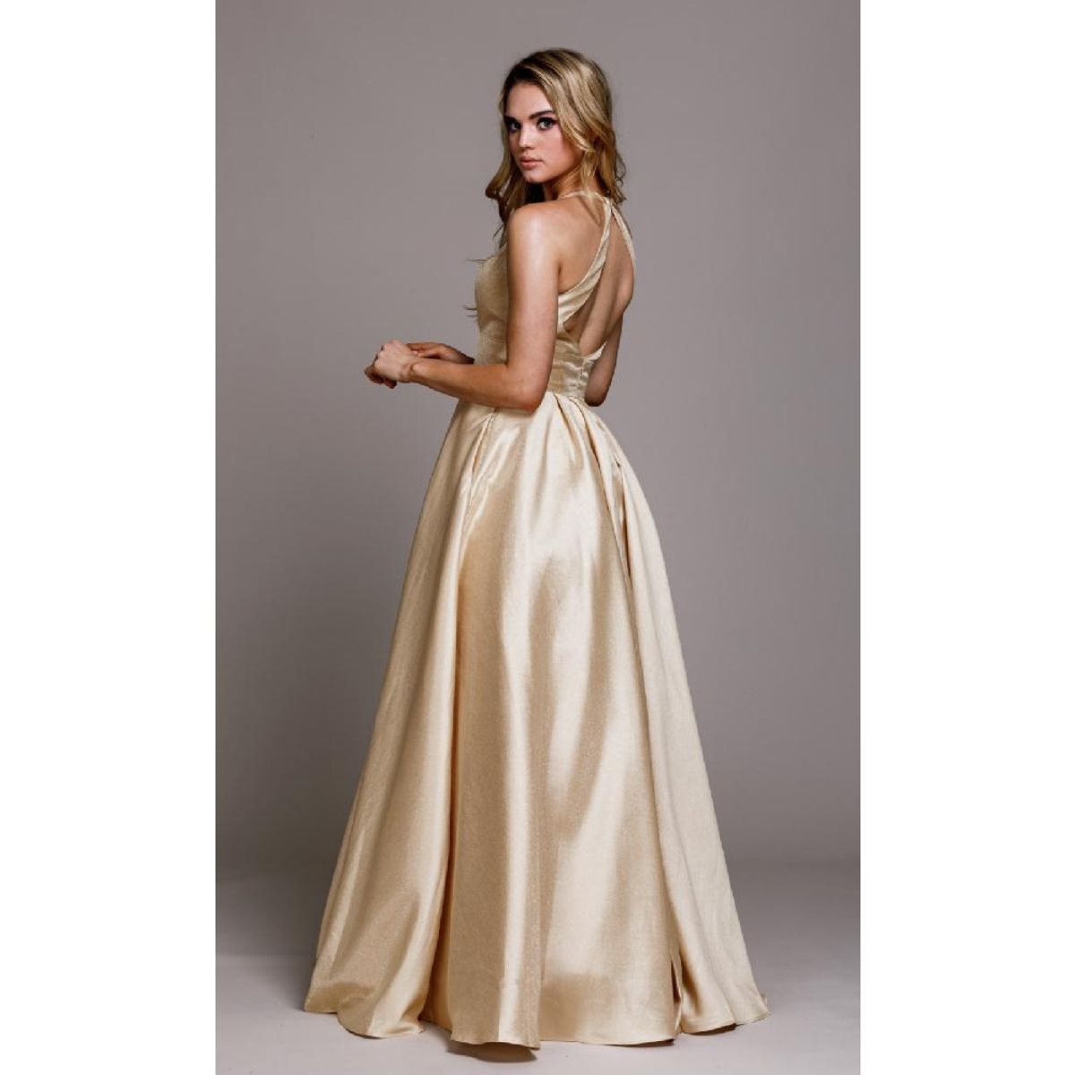 UNIQUE - VESTIDO LARGO L926 CHAMPAGNE - Champana