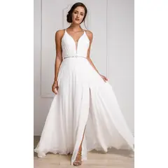 UNIQUE - VESTIDO LARGO L026 BLANCO - Blanco