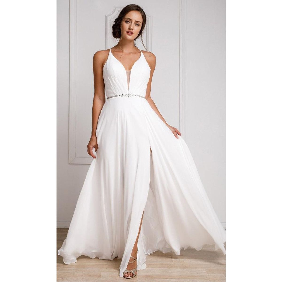 UNIQUE - VESTIDO LARGO L026 BLANCO - Blanco