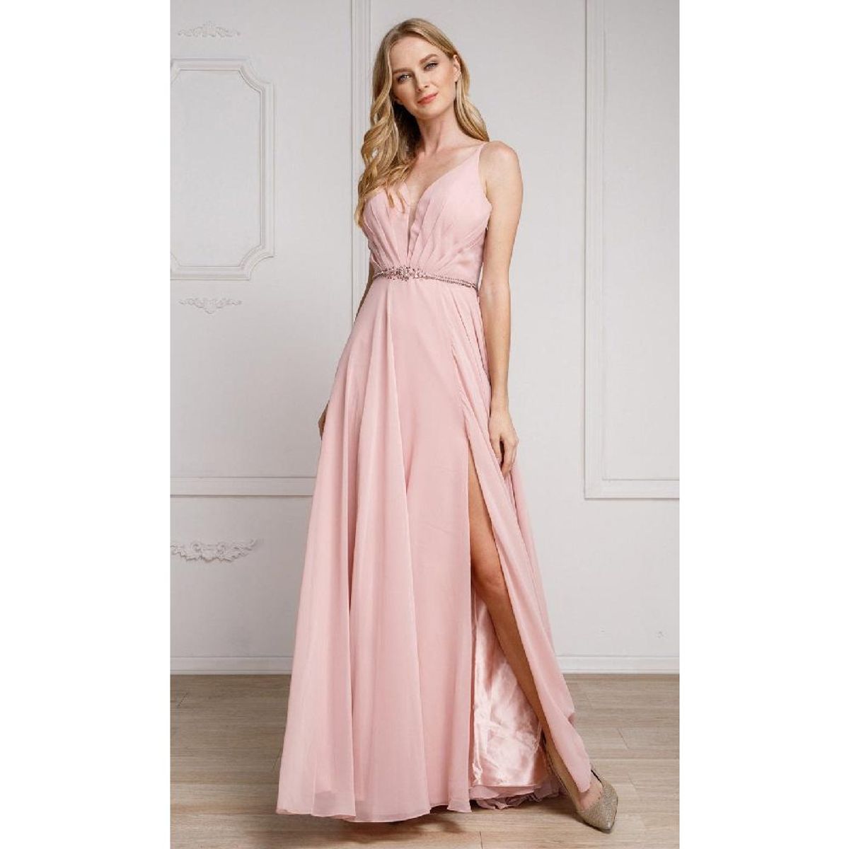 UNIQUE - VESTIDO LARGO L026 ROSADO - Rosa