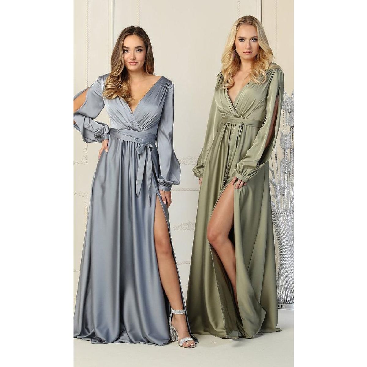 UNIQUE - VESTIDO LARGO L1857 OLIVO - Oliva