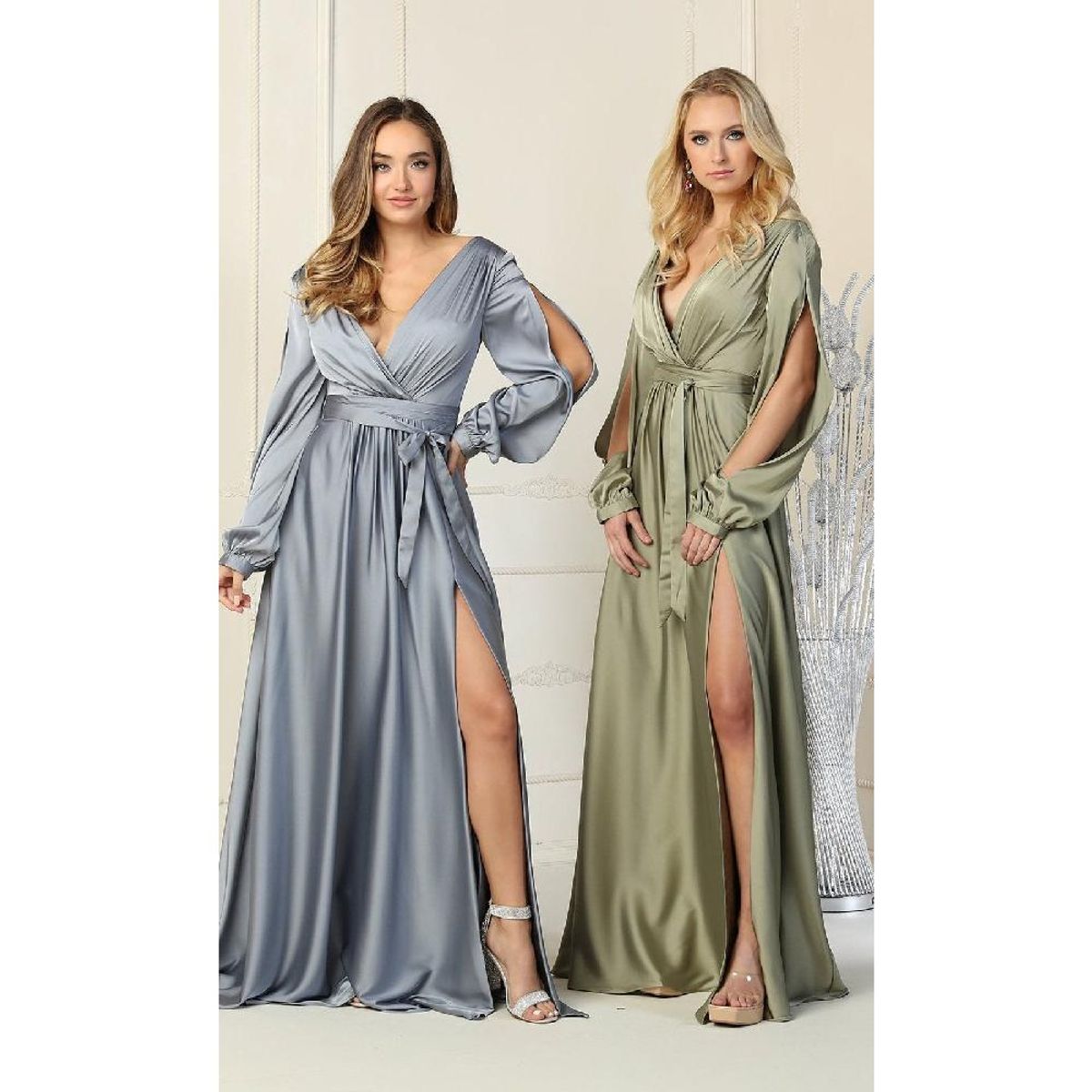 UNIQUE - VESTIDO LARGO L1857 OLIVO - Oliva