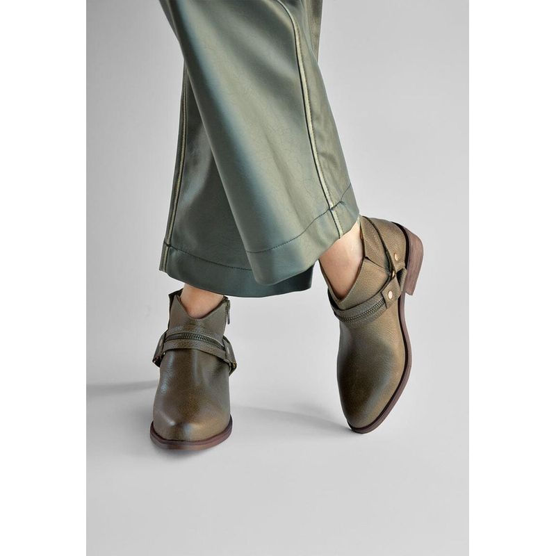 GIANI DAFIRENZE - Botin Mujer De Cuero Margot Verde C10