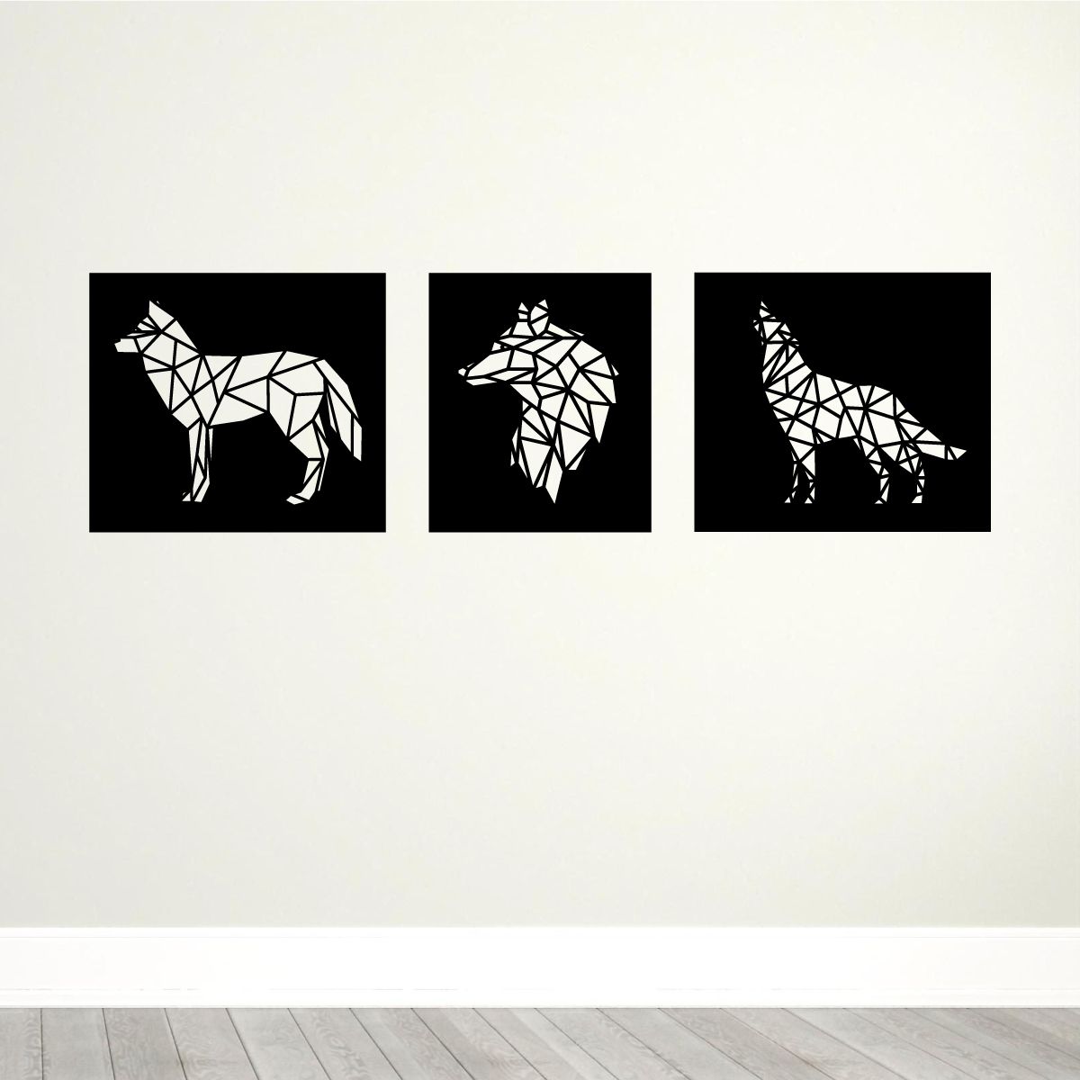 GENERICO - Cuadro Decorativo Lobo Triptico Mdf 3mm Animal