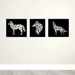 GENERICO - Cuadro Decorativo Lobo Triptico Mdf 3mm Animal