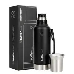 BUFFER FLASK - Termo Mate Set Matero Buffer 1,2L Acero Inox + Vaso - Negro