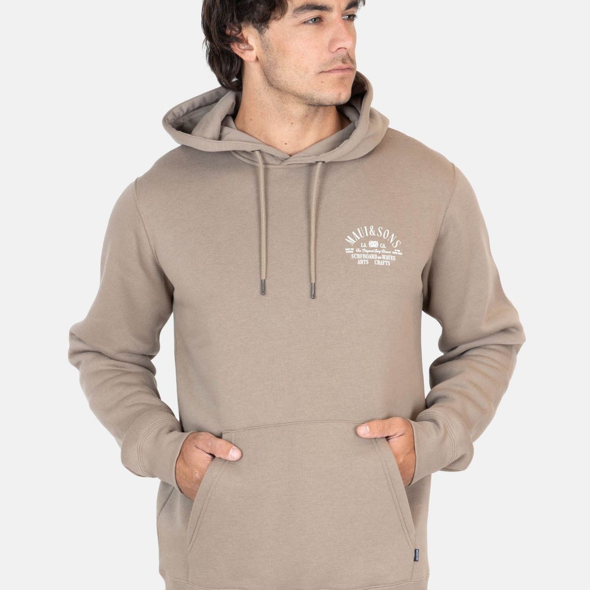 MAUI AND SONS - Poleron Canguro Fade Café Hombre Maui And Sons