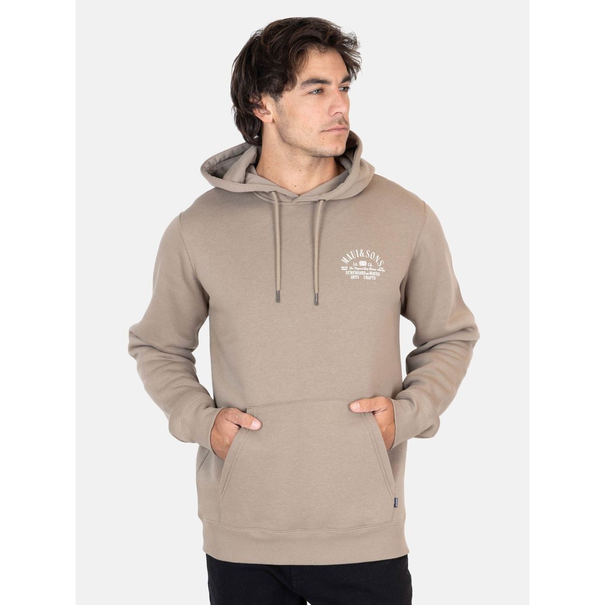 MAUI AND SONS - Poleron Canguro Fade Café Hombre Maui And Sons