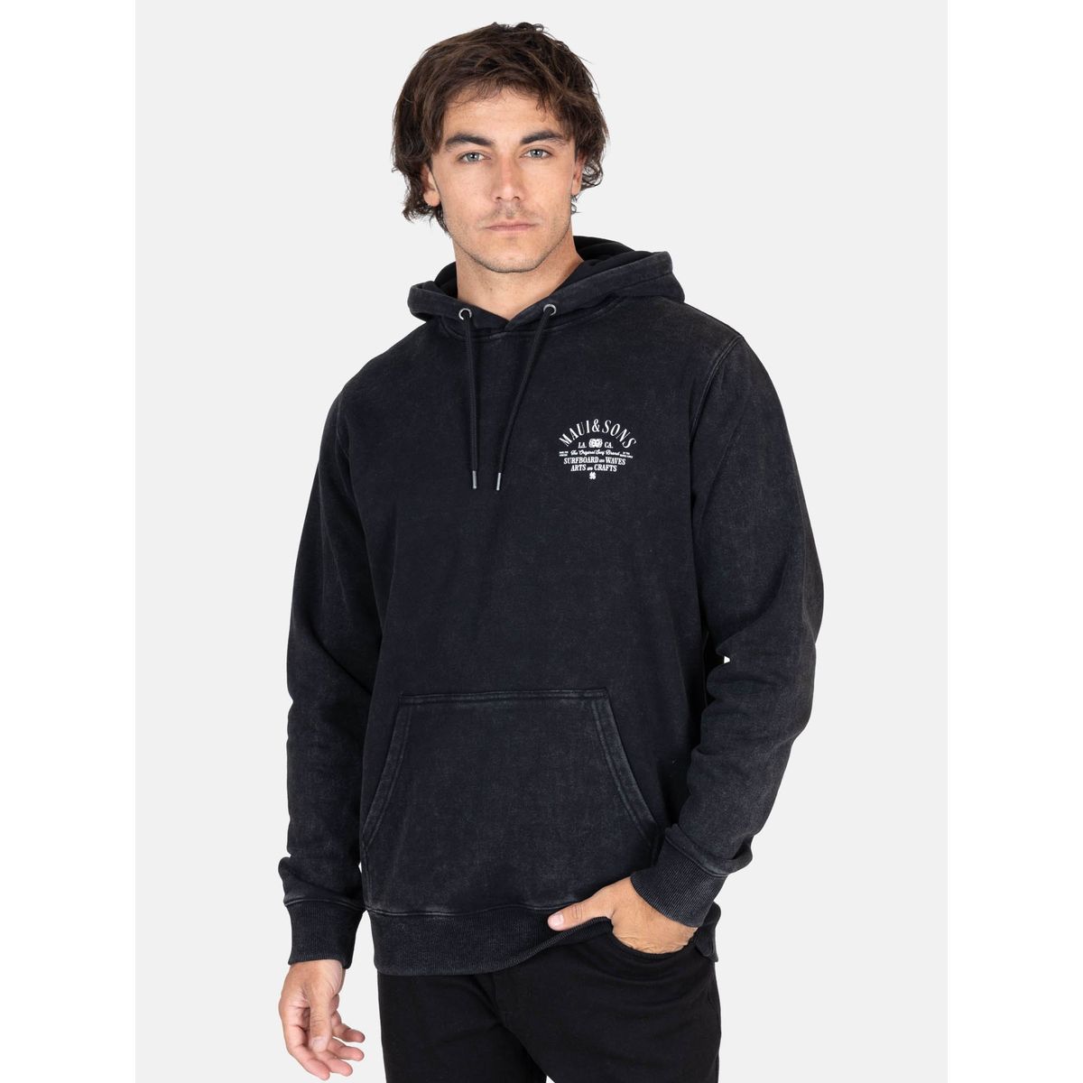 MAUI AND SONS - Poleron Canguro Jungle Negro Hombre Maui And Sons - Negro