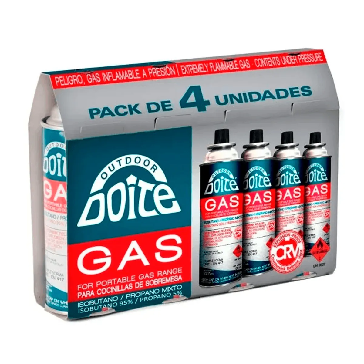 DOITE - Gas butano 4 unidades 227grs Doite