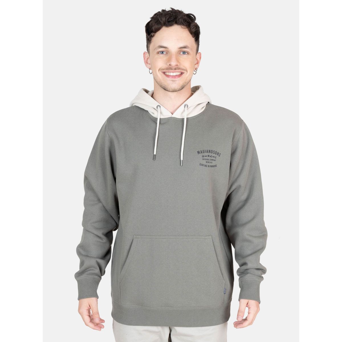 MAUI AND SONS - Poleron Canguro Waves Verde Hombre Maui And Sons