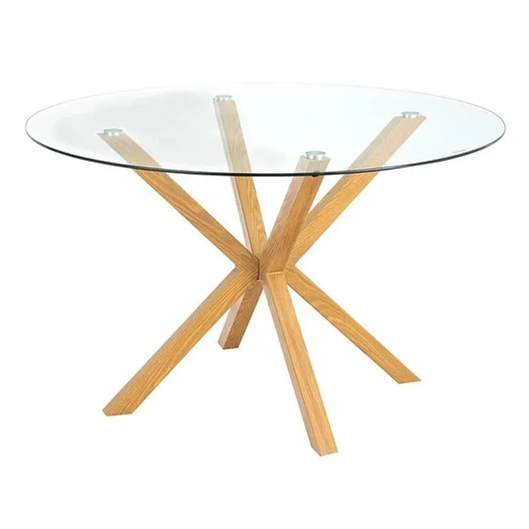 Mesa Redonda Equiz 100cm - Patas X - Vidrio Templado Blanco