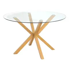 PANDALINO - Mesa Redonda Equiz 100cm - Patas X - Vidrio Templado