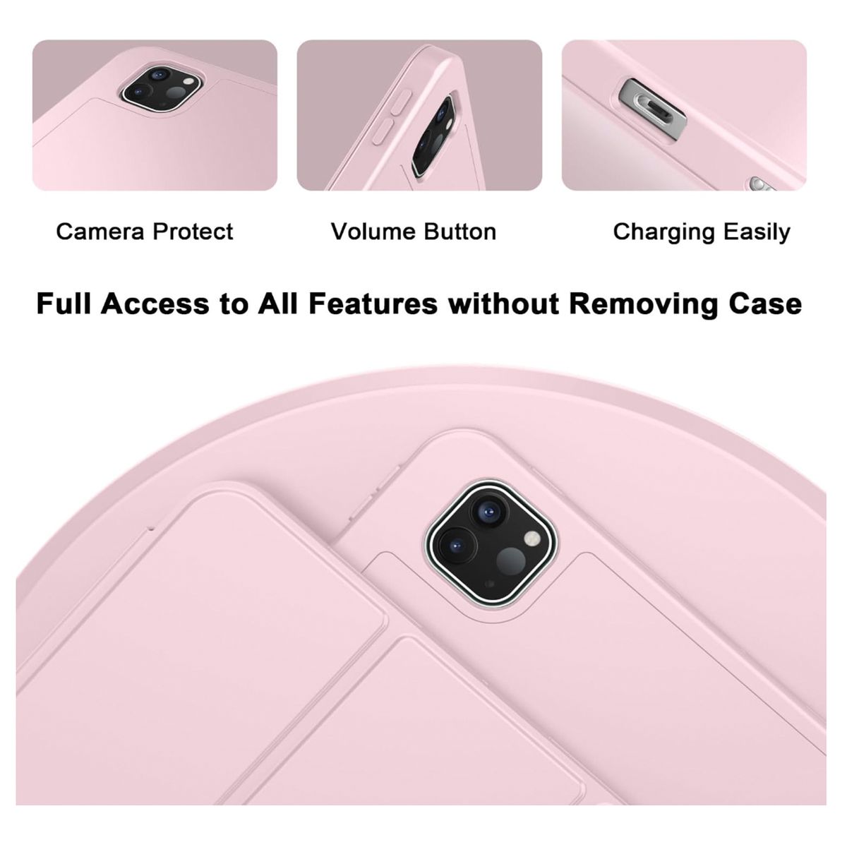 JOIGO - Funda Lamina Smart Cover Para iPad Pro 13 M4 2024 Rosada