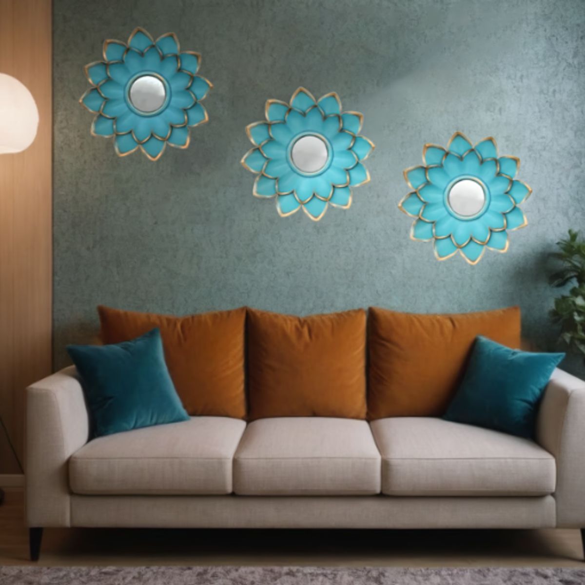 GENERICO - Set 3 Marcos De Espejos Flor De Loto Decorativo Calipso