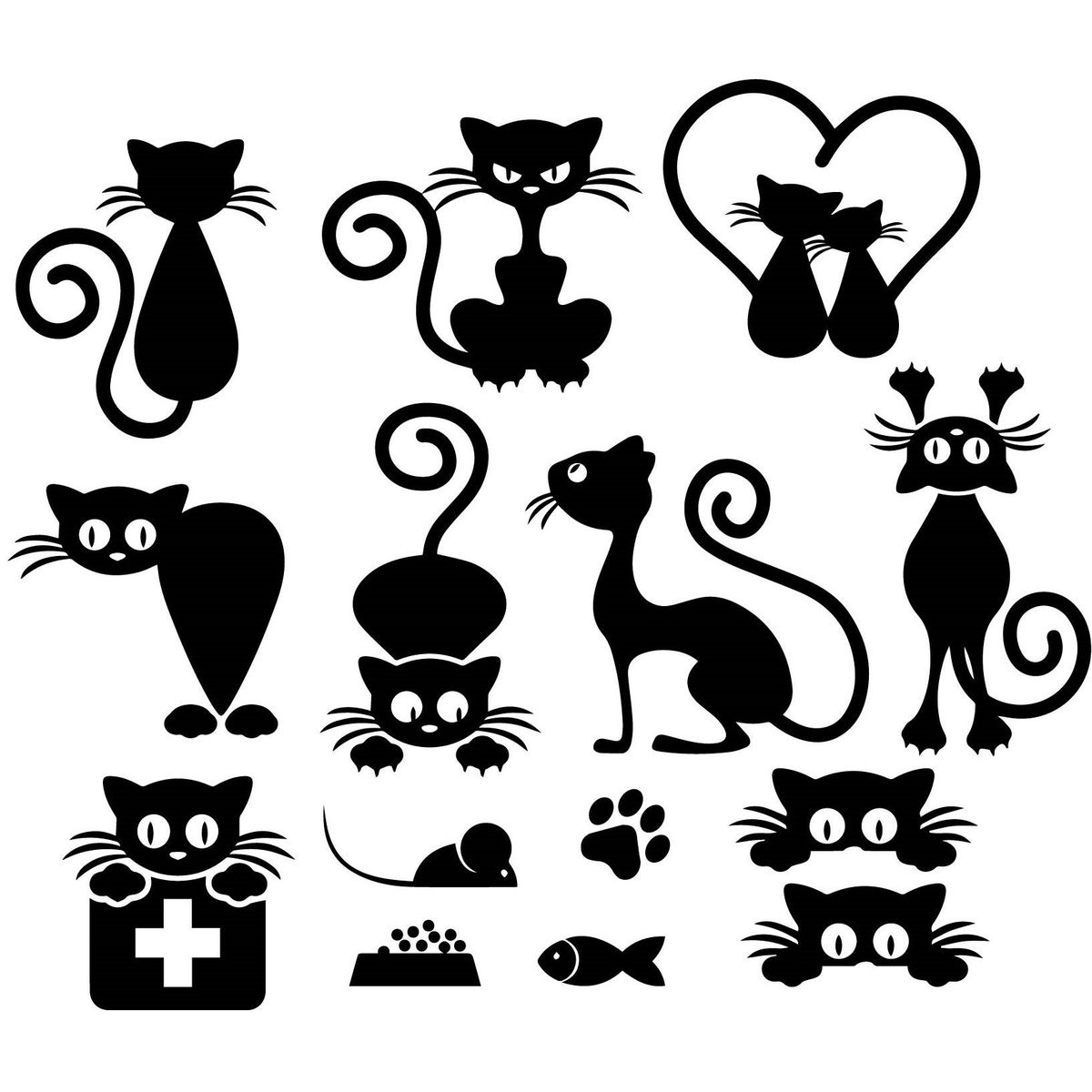 GENERICO - Vinilo Adhesivo Gatos catlover color Negro