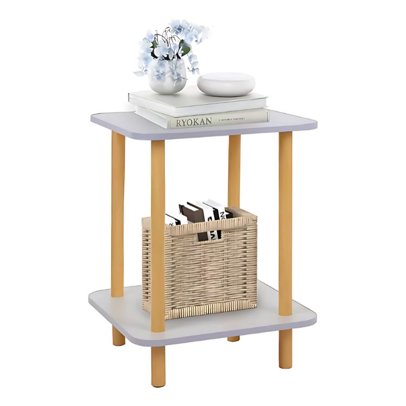 GENERICO - Mesa Centro Minimalista Madera Lateral Doble Repisa